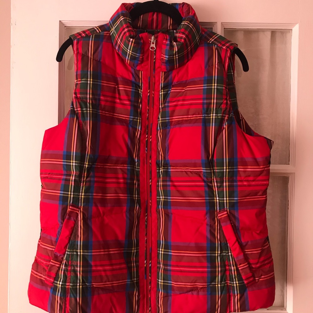 Lands’ End Royal Stewart Plaid Puffer Vest